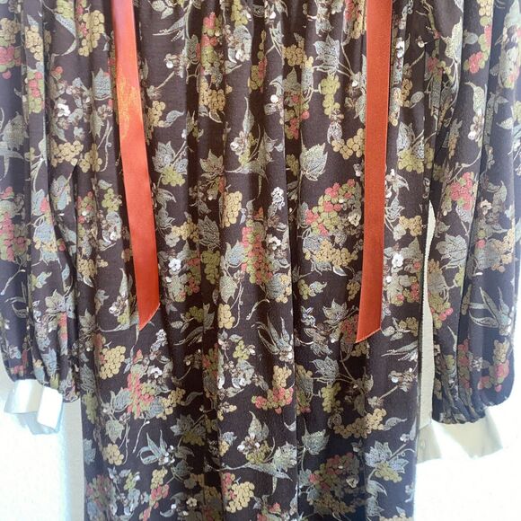 Vintage Leslie Fay Floral Paisley 70s Dress prairie peasant Lagen Cottage Hippie - Picture 14 of 14